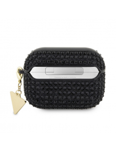 Guess Rhinestones Triangle Metal Logo Fodral för AirPods Pro Black