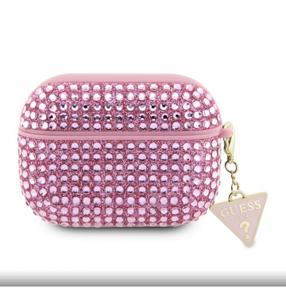 Guess Rhinestones Triangle metalllogofodral för AirPods Pro 2 Pink