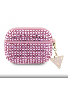 Guess Rhinestones Triangle metalllogofodral för AirPods Pro 2 Pink