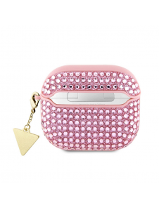 Guess Rhinestones Triangle metalllogofodral för AirPods 3 Pink