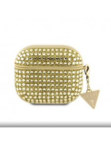 Guess Rhinestones Triangle metalllogofodral för AirPods 3 Gold