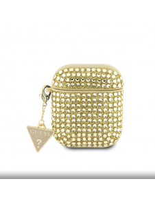 Guess Rhinestones Triangle metalllogofodral för AirPods 1/2 guld