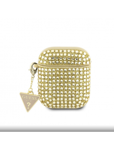 Guess Rhinestones Triangle metalllogofodral för AirPods 1/2 guld