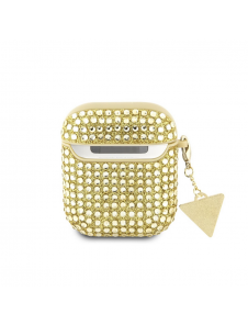 Guess Rhinestones Triangle metalllogofodral för AirPods 1/2 guld