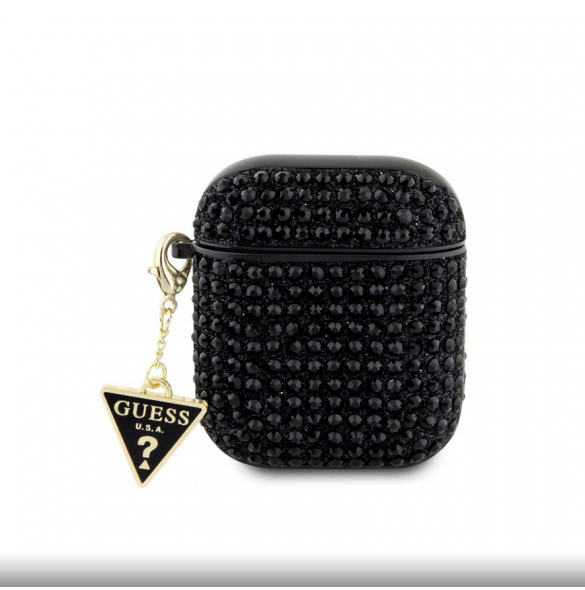 Guess Rhinestones Triangle metalllogofodral för AirPods 1/2 svart