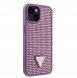 Guess Rhinestones Triangle metalllogofodral för iPhone 15 Lila