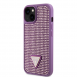 Guess Rhinestones Triangle metalllogofodral för iPhone 15 Lila