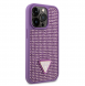 Guess Rhinestones Triangle metalllogofodral för iPhone 15 Pro Lila