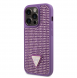 Guess Rhinestones Triangle metalllogofodral för iPhone 15 Pro Lila
