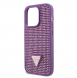 Guess Rhinestones Triangle metalllogofodral för iPhone 15 Pro Lila