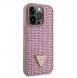 Guess Rhinestones Triangle metalllogofodral för iPhone 15 Pro Pink
