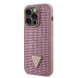 Guess Rhinestones Triangle metalllogofodral för iPhone 15 Pro Pink