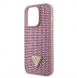 Guess Rhinestones Triangle metalllogofodral för iPhone 15 Pro Pink