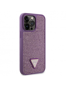 Guess Rhinestones Triangle Metal Logo Fodral till iPhone 15 Pro Max Lila