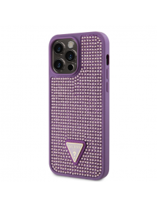 Guess Rhinestones Triangle Metal Logo Fodral till iPhone 15 Pro Max Lila