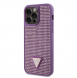 Guess Rhinestones Triangle Metal Logo Fodral till iPhone 15 Pro Max Lila
