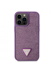 Guess Rhinestones Triangle Metal Logo Fodral till iPhone 15 Pro Max Lila