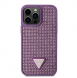 Guess Rhinestones Triangle Metal Logo Fodral till iPhone 15 Pro Max Lila