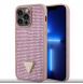 Guess Rhinestones Triangle metalllogofodral för iPhone 15 Pro Max Rosa