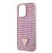 Guess Rhinestones Triangle metalllogofodral för iPhone 15 Pro Max Rosa