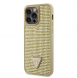 Guess Rhinestones Triangle metalllogofodral för iPhone 15 Pro Max Gold