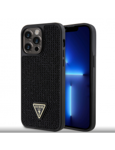 Guess Rhinestones Triangle Metal Logo Fodral till iPhone 15 Pro Max Svart
