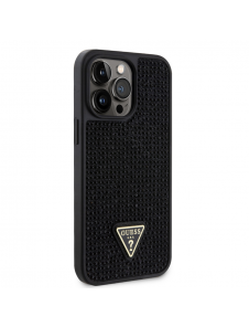 Guess Rhinestones Triangle Metal Logo Fodral till iPhone 15 Pro Max Svart