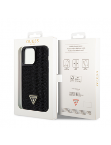 Guess Rhinestones Triangle Metal Logo Fodral till iPhone 15 Pro Max Svart