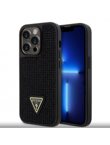 Guess Rhinestones Triangle Metal Logo Fodral till iPhone 15 Pro Svart