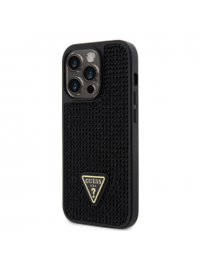 Guess Rhinestones Triangle Metal Logo Fodral till iPhone 15 Pro Svart