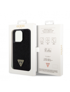 Guess Rhinestones Triangle Metal Logo Fodral till iPhone 15 Pro Svart