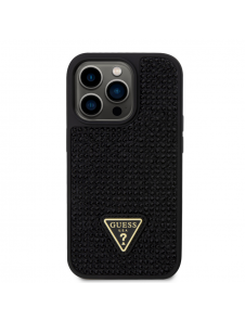 Guess Rhinestones Triangle Metal Logo Fodral till iPhone 15 Pro Svart