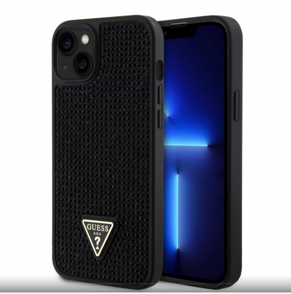 Guess Rhinestones Triangle Metal Logo Fodral till iPhone 15 Plus Svart