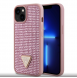 Guess Rhinestones Triangle metalllogofodral för iPhone 15 Rosa