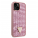 Guess Rhinestones Triangle metalllogofodral för iPhone 15 Rosa