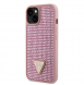 Guess Rhinestones Triangle metalllogofodral för iPhone 15 Rosa