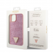 Guess Rhinestones Triangle metalllogofodral för iPhone 15 Rosa