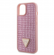 Guess Rhinestones Triangle metalllogofodral för iPhone 15 Rosa