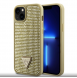 Guess Rhinestones Triangle metalllogofodral för iPhone 15 Gold