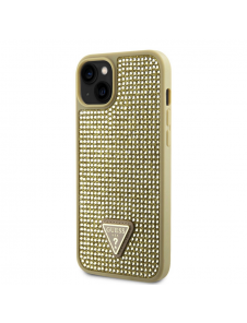 Guess Rhinestones Triangle metalllogofodral för iPhone 15 Gold