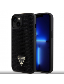 Guess Rhinestones Triangle Metal Logo Fodral för iPhone 15 Svart