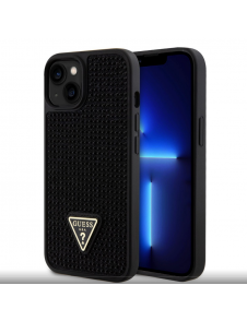 Guess Rhinestones Triangle Metal Logo Fodral för iPhone 15 Svart