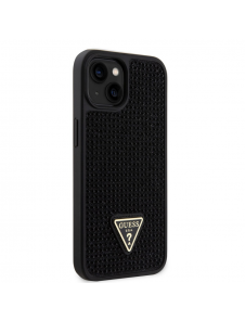 Guess Rhinestones Triangle Metal Logo Fodral för iPhone 15 Svart