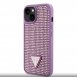 Guess Rhinestones Triangle metalllogofodral för iPhone 14 Lila