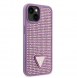 Guess Rhinestones Triangle metalllogofodral för iPhone 14 Lila