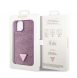 Guess Rhinestones Triangle metalllogofodral för iPhone 14 Lila