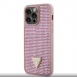 Guess Rhinestones Triangle metalllogofodral för iPhone 14 Pro Max Rosa