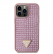 Guess Rhinestones Triangle metalllogofodral för iPhone 14 Pro Max Rosa