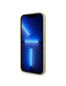 Guess Rhinestones Triangle metalllogofodral för iPhone 14 Pro Max Gold
