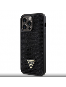 Guess Rhinestones Triangle Metal Logo Fodral till iPhone 14 Pro Max Svart